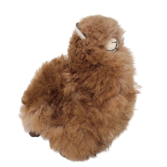 Handmade Brown Alpaca Fur Toy 9" Genuine Baby Alpaca Wool Standing Plush Stuffed - Picture 2 of 6